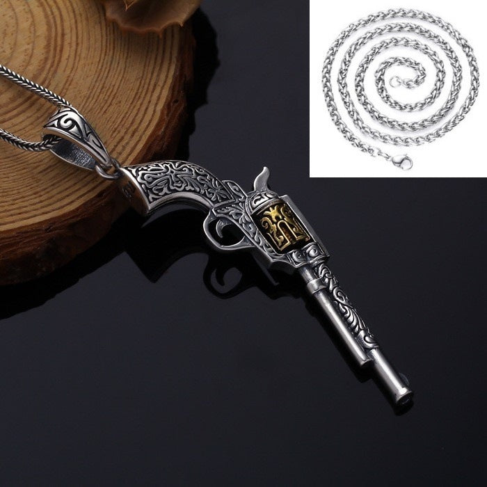 Cowboy Pistol Pendant Necklace
