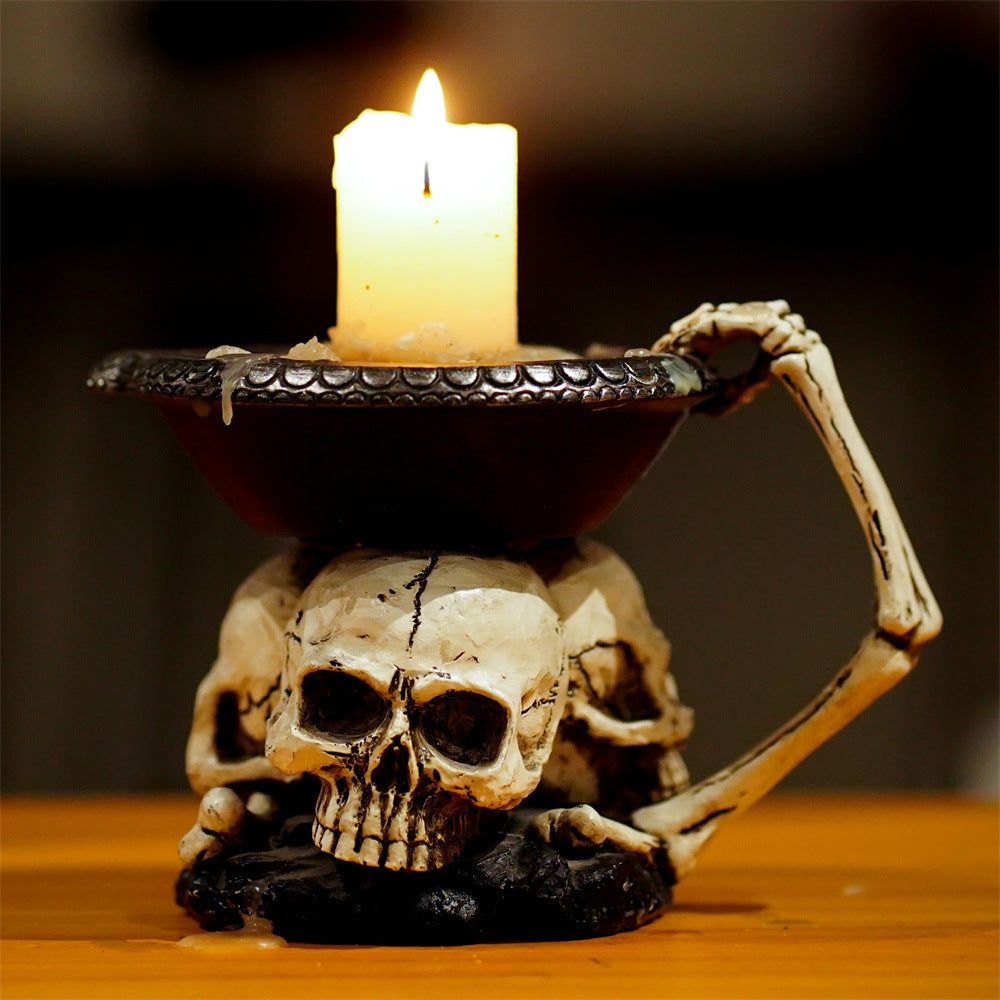 Three Ghost Head Top Candle Holder
