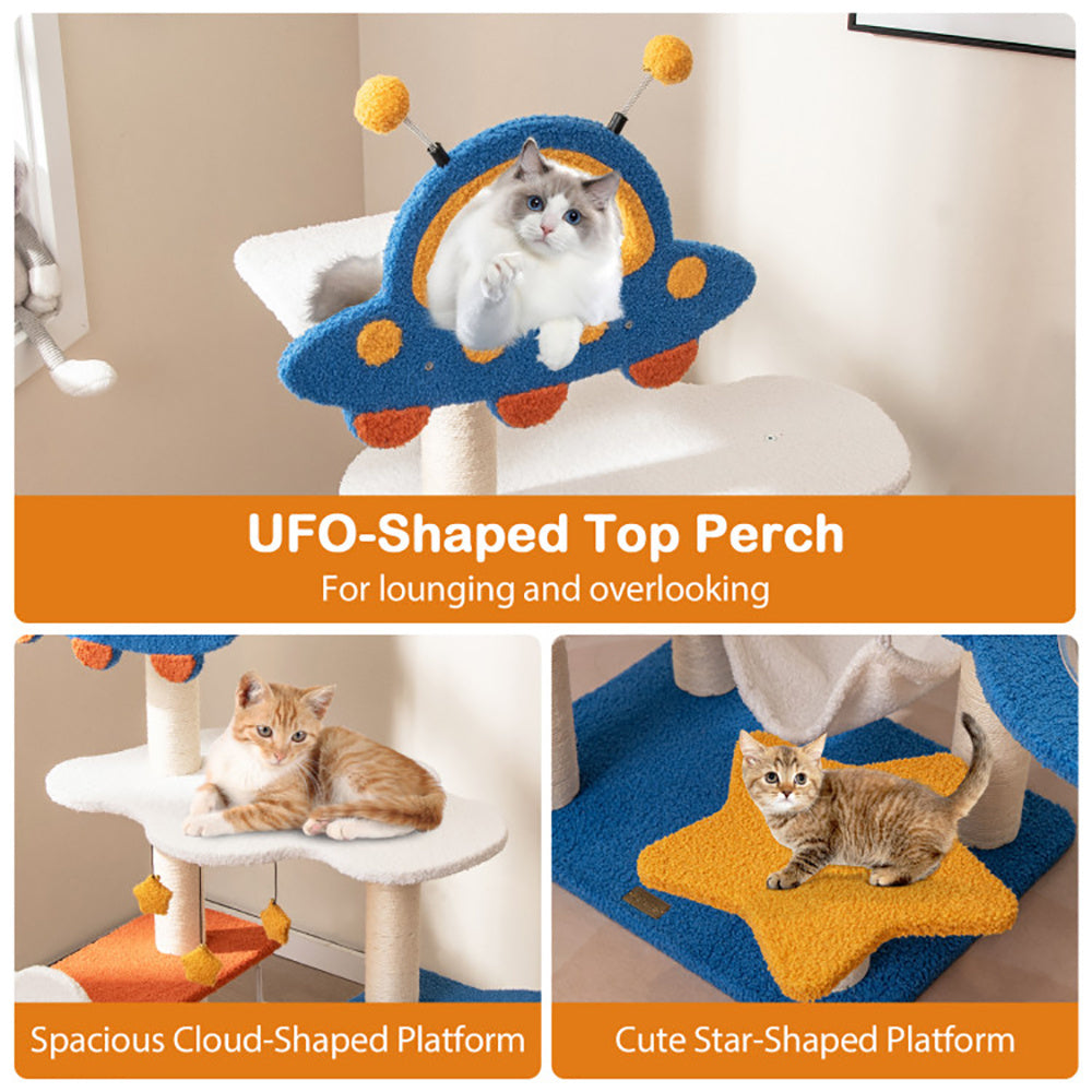 Cat Tree With UFO Top Perch Space Capsule and Sisal Scratching Posts