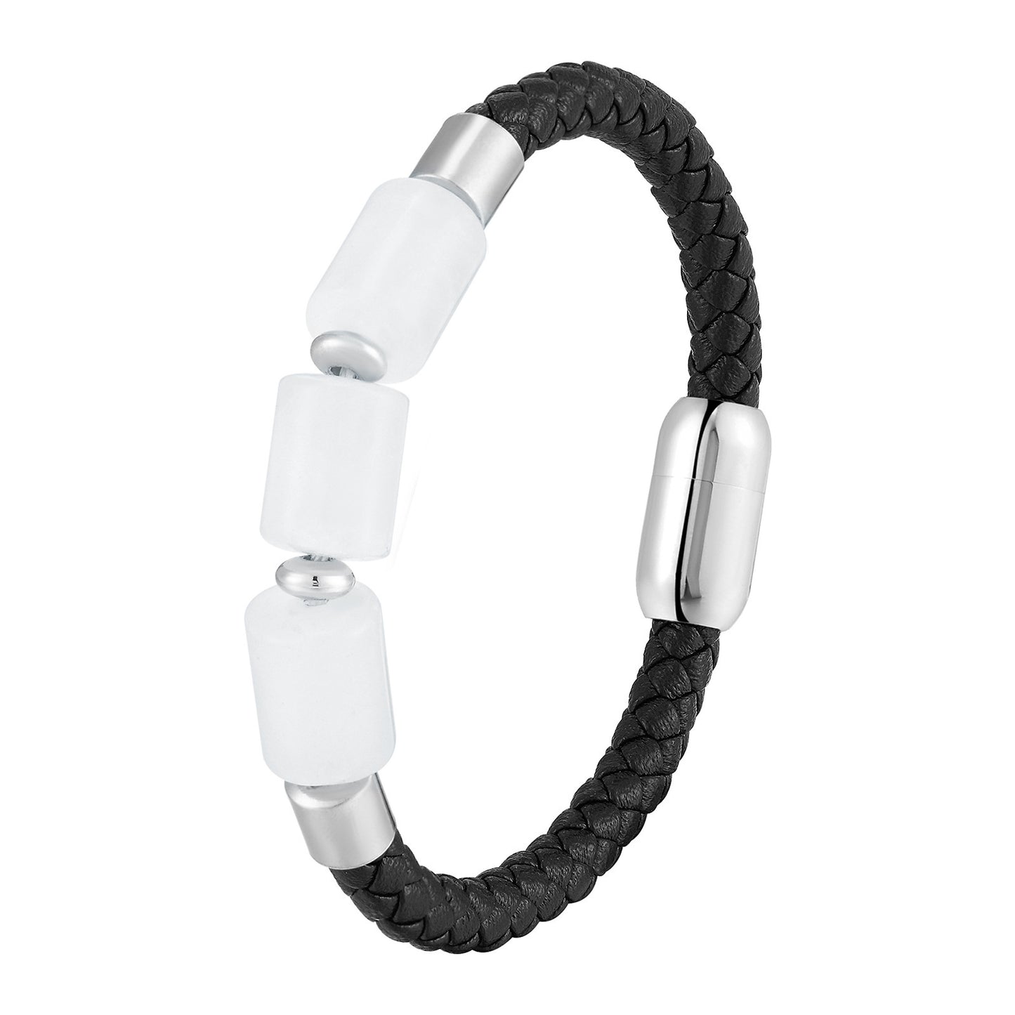 Fashionable Leather Natural Crystal Bracelet