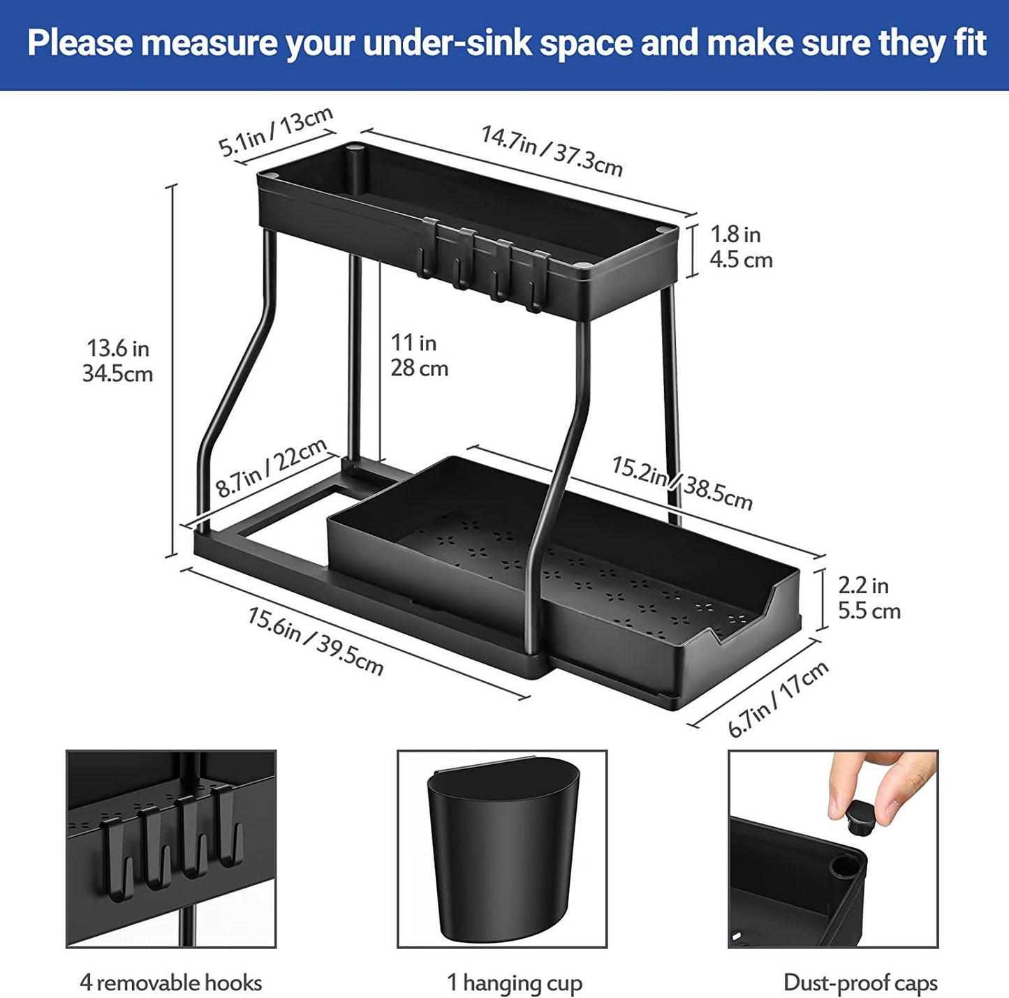 Bathroom or Kitchen Sink Storage Rack 2 Floors