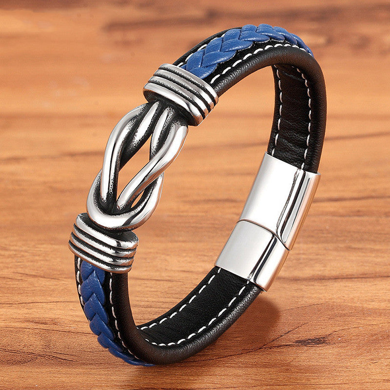 Leather Cord Stainless Steel Bracelet