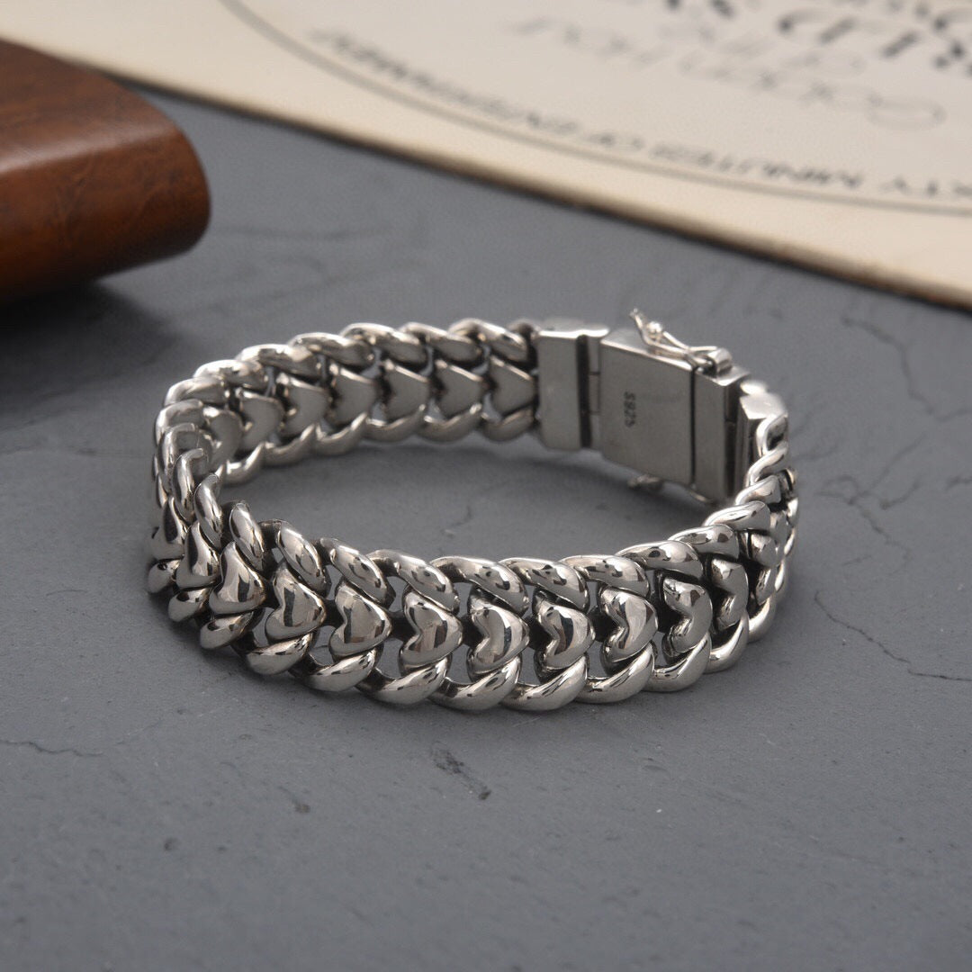 Bold Silver Heart Bracelet