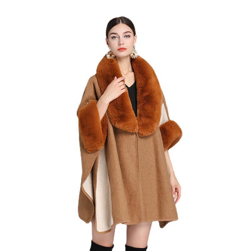 Imitation Rex Rabbit Fur Collar Cape And Shawl