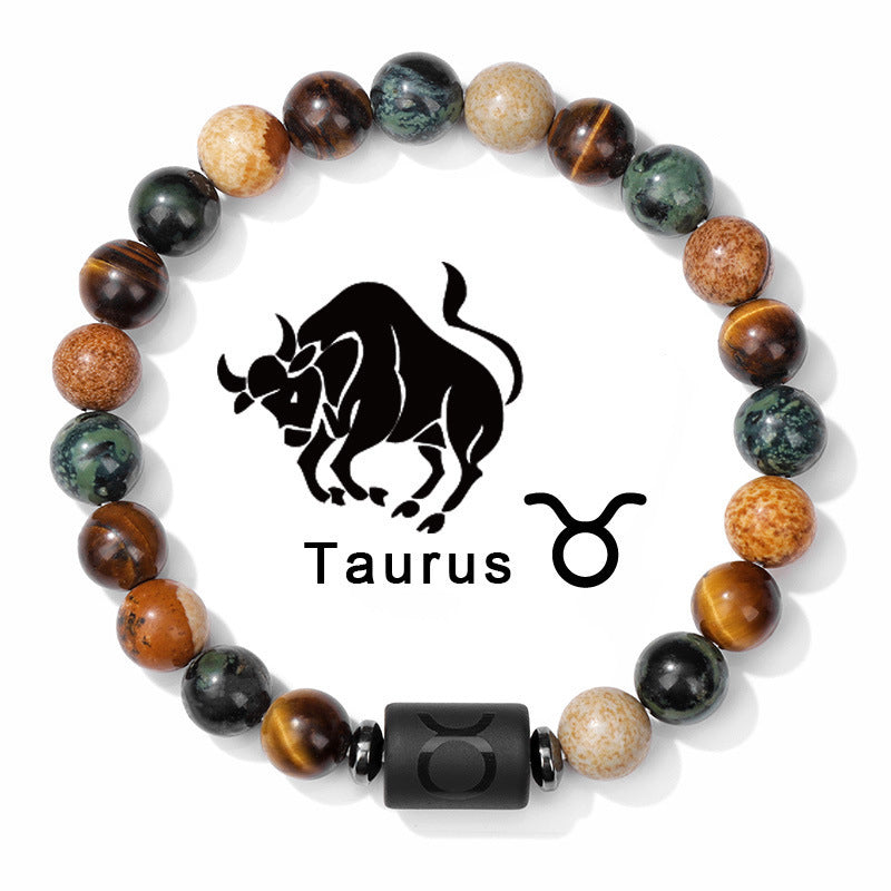 Twelve Constellation Natural Stone Bead Bracelet