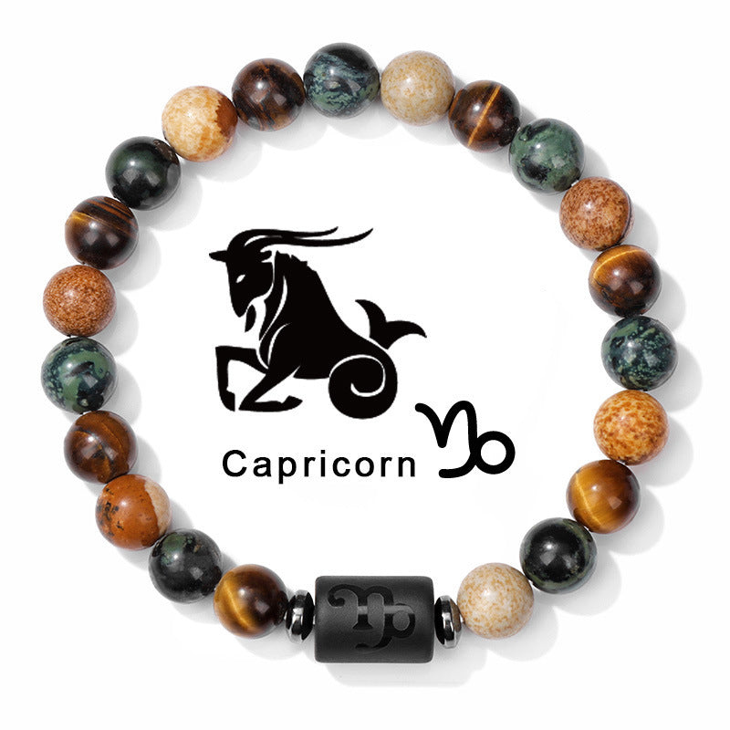Twelve Constellation Natural Stone Bead Bracelet