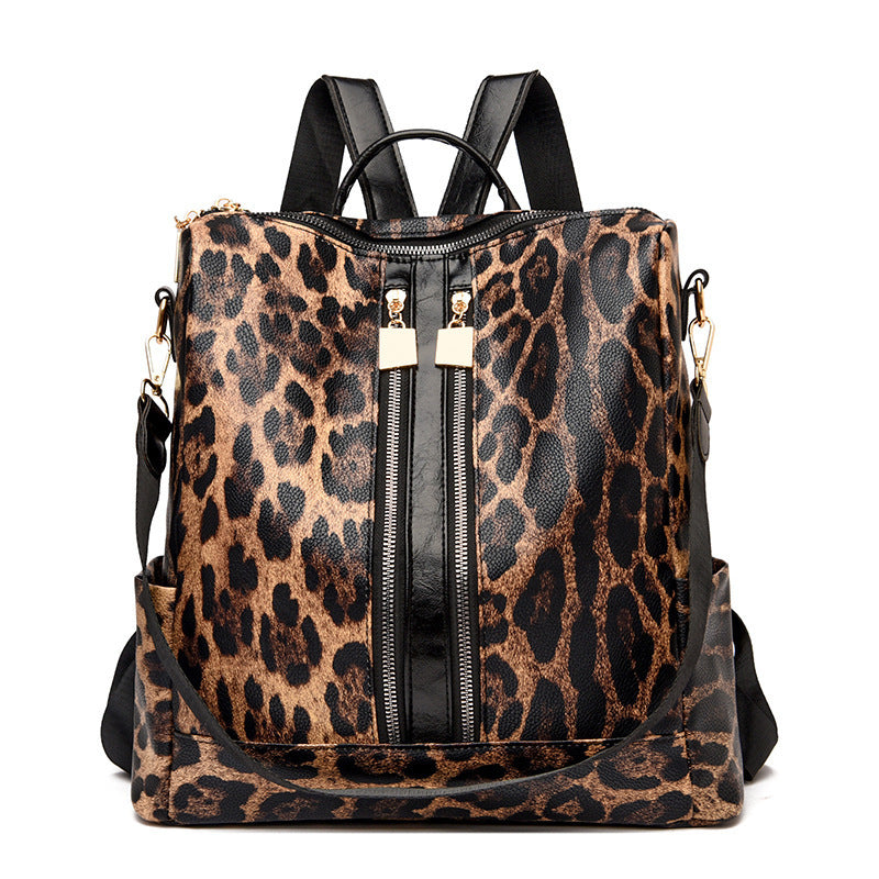 Animal Print Messenger Backpack