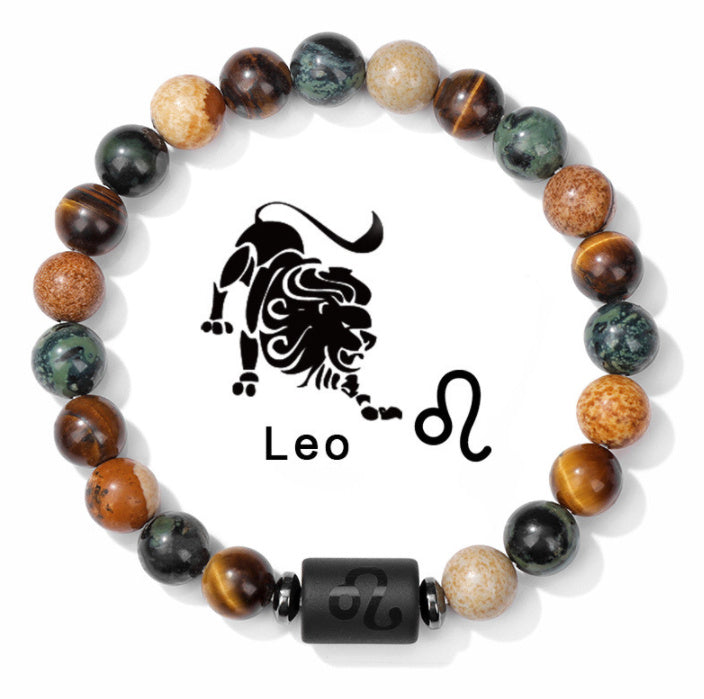 Twelve Constellation Natural Stone Bead Bracelet