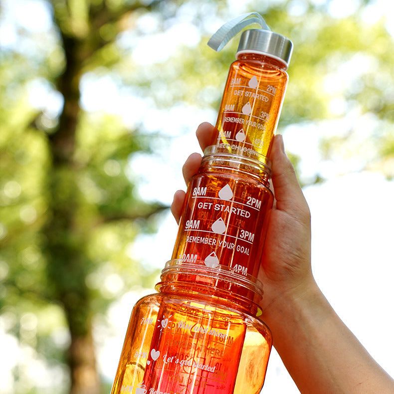 3-in-1 Gradient Color Motivational Water Bottles Set