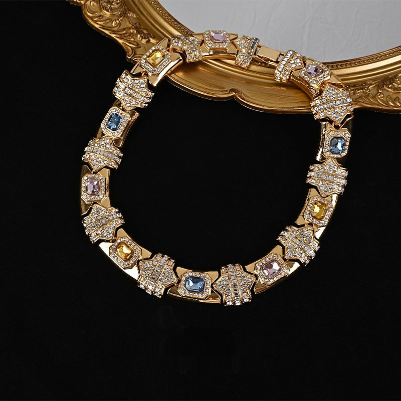 Vintage Court Style Geometric Necklace & Earrings Suit