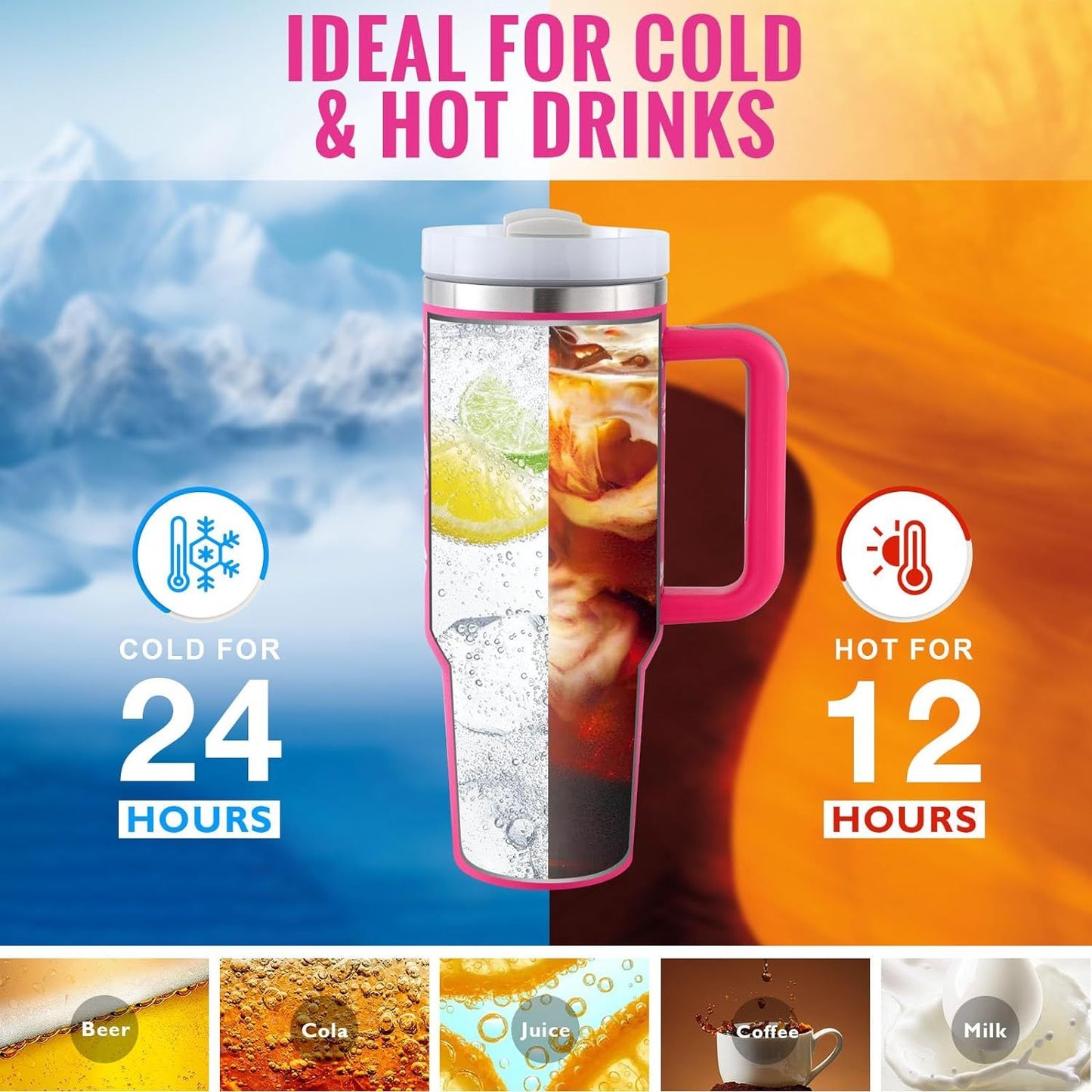 40 Oz Stainless Steel Tumbler with Lid & Straw