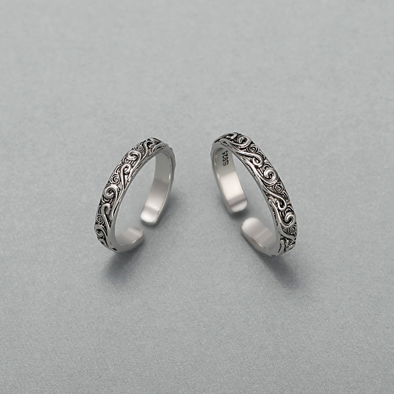 Trendy Retro Waves Couple Rings