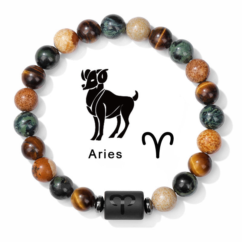 Twelve Constellation Natural Stone Bead Bracelet