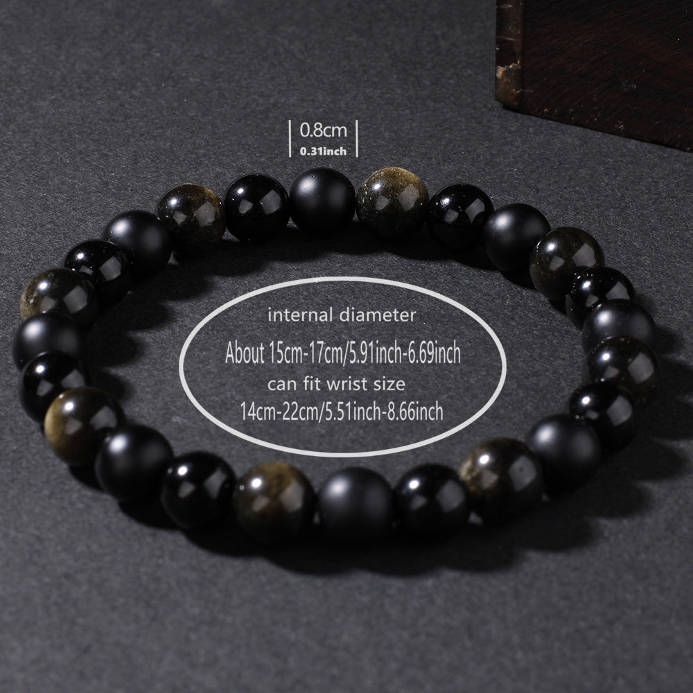 Natural Stone Black Agate Bracelet