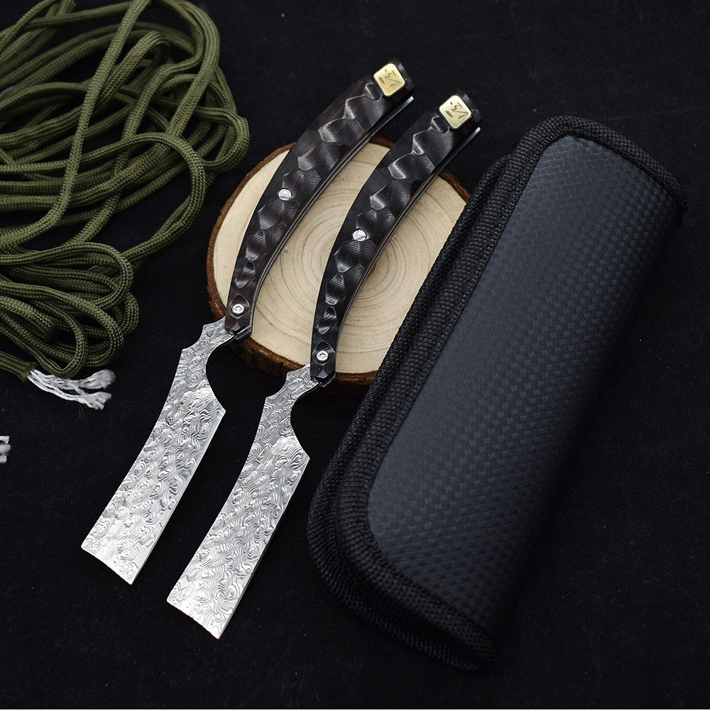 Damascus Shaver Folding Knife