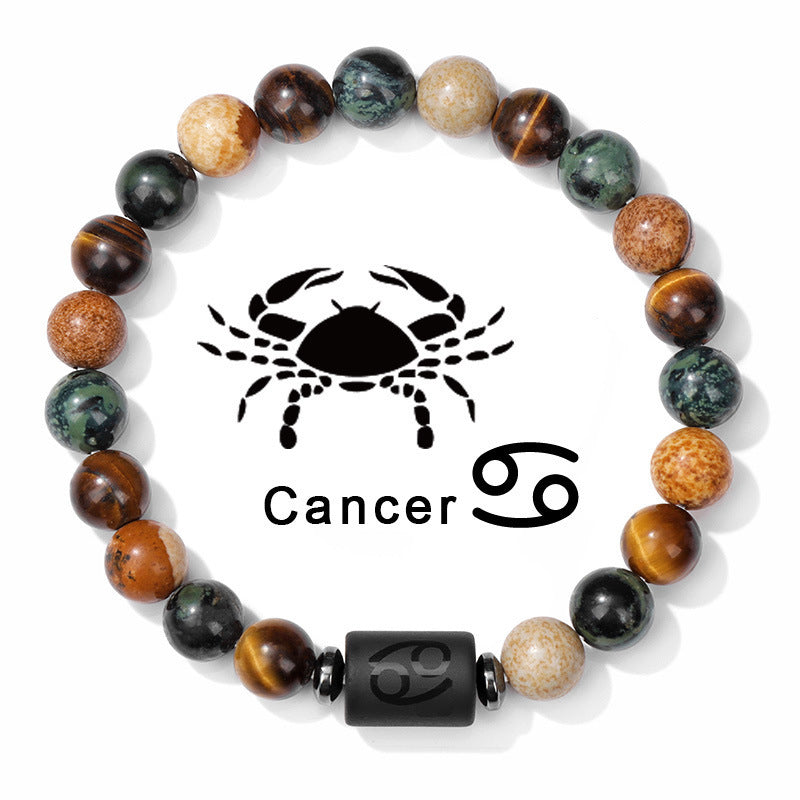 Twelve Constellation Natural Stone Bead Bracelet