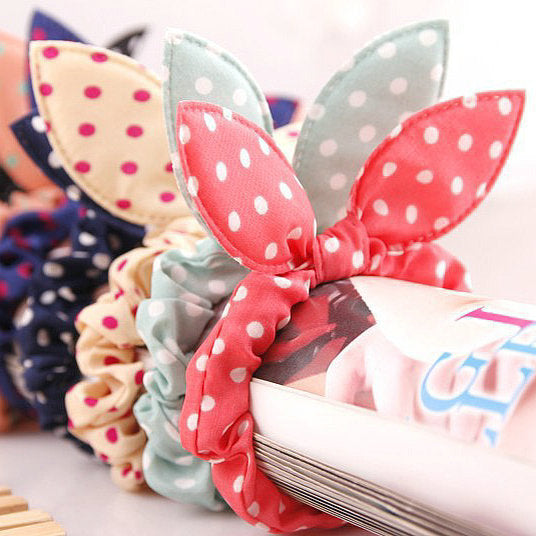 Polka Dot Bunny Ear Hair Tie