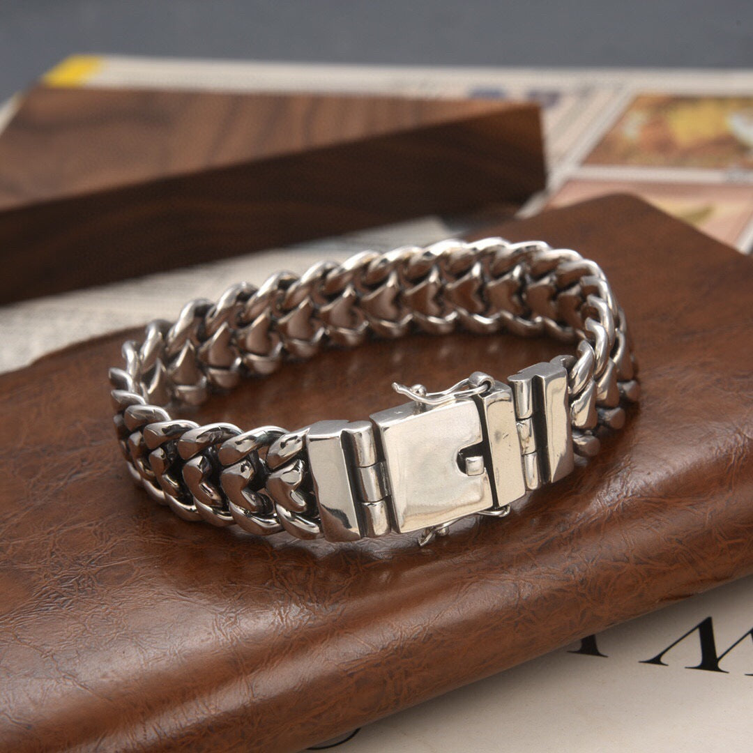 Bold Silver Heart Bracelet