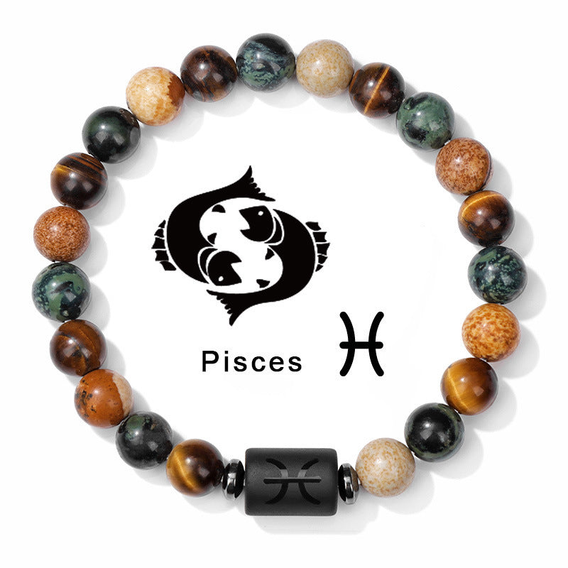 Twelve Constellation Natural Stone Bead Bracelet