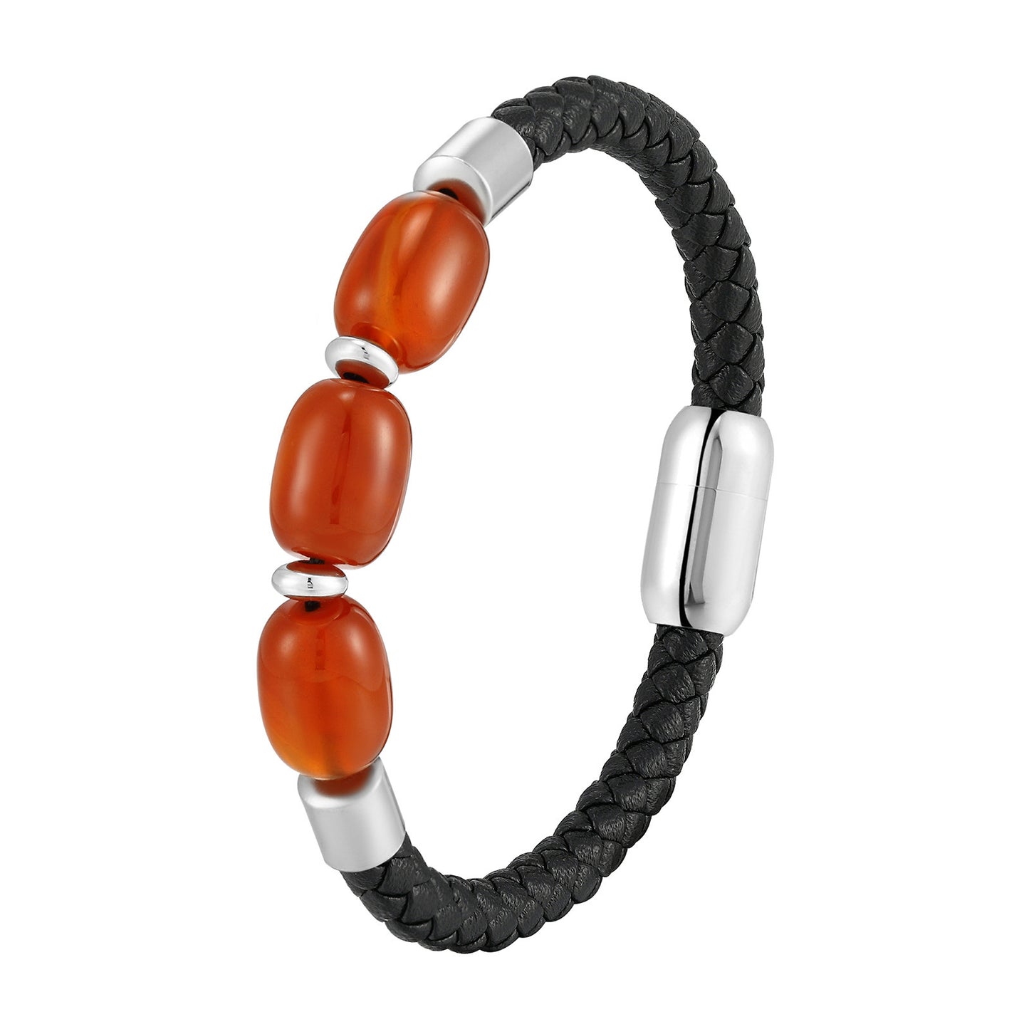 Fashionable Leather Natural Crystal Bracelet