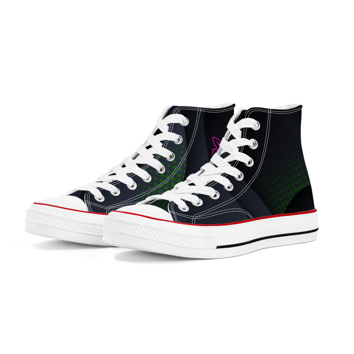 Rad Moto Bunny, Dark Night, High Top Canvas Shoes