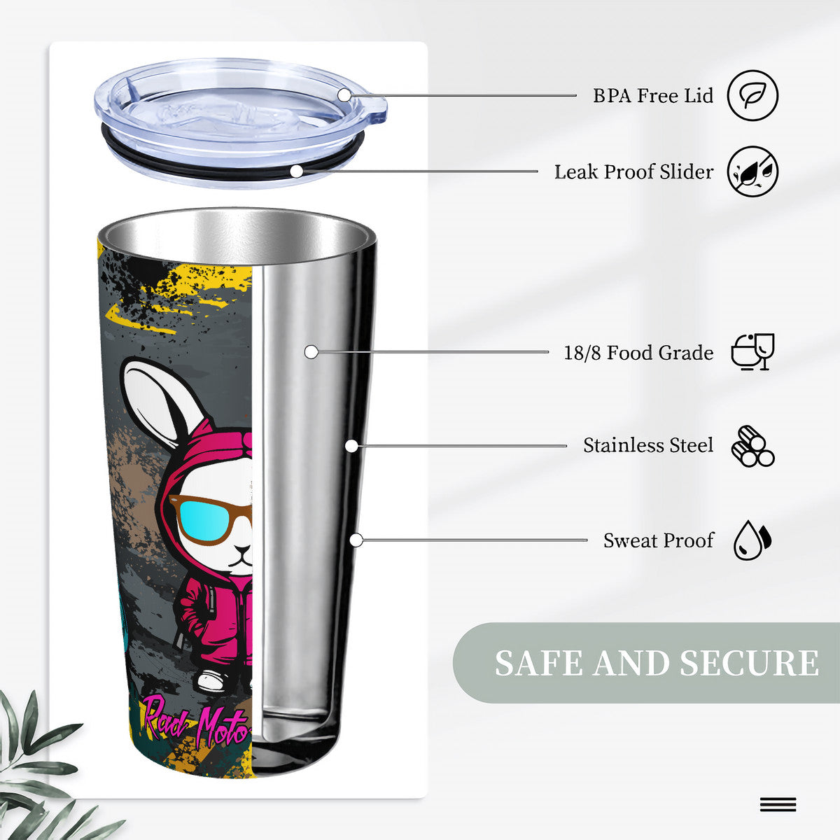 Rad Moto Bunny 20oz Stainless Steel Tumbler