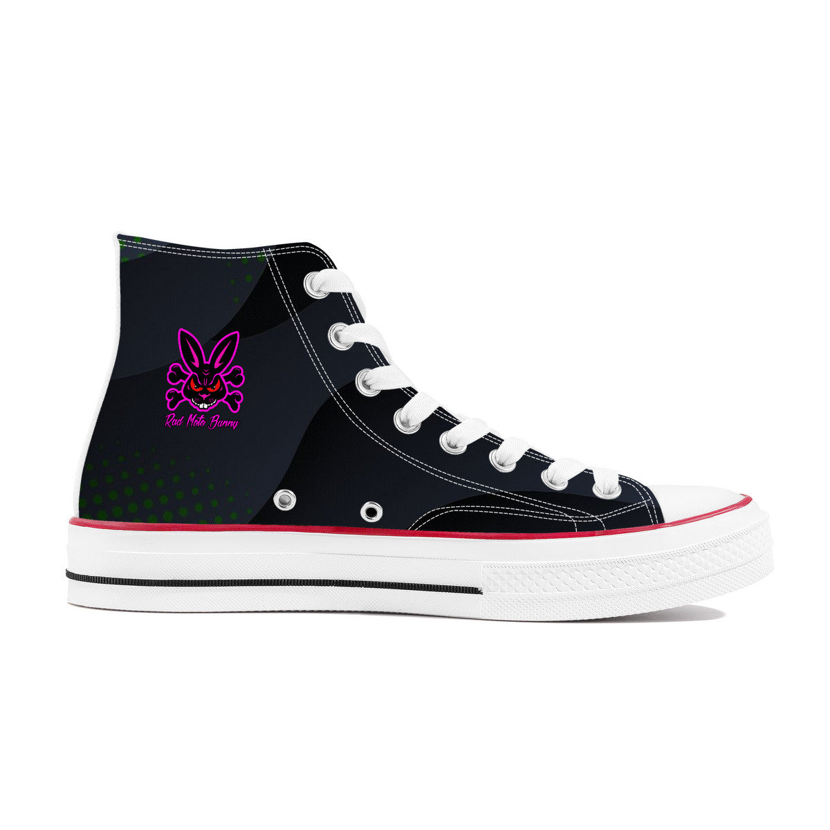 Rad Moto Bunny, Dark Night, High Top Canvas Shoes