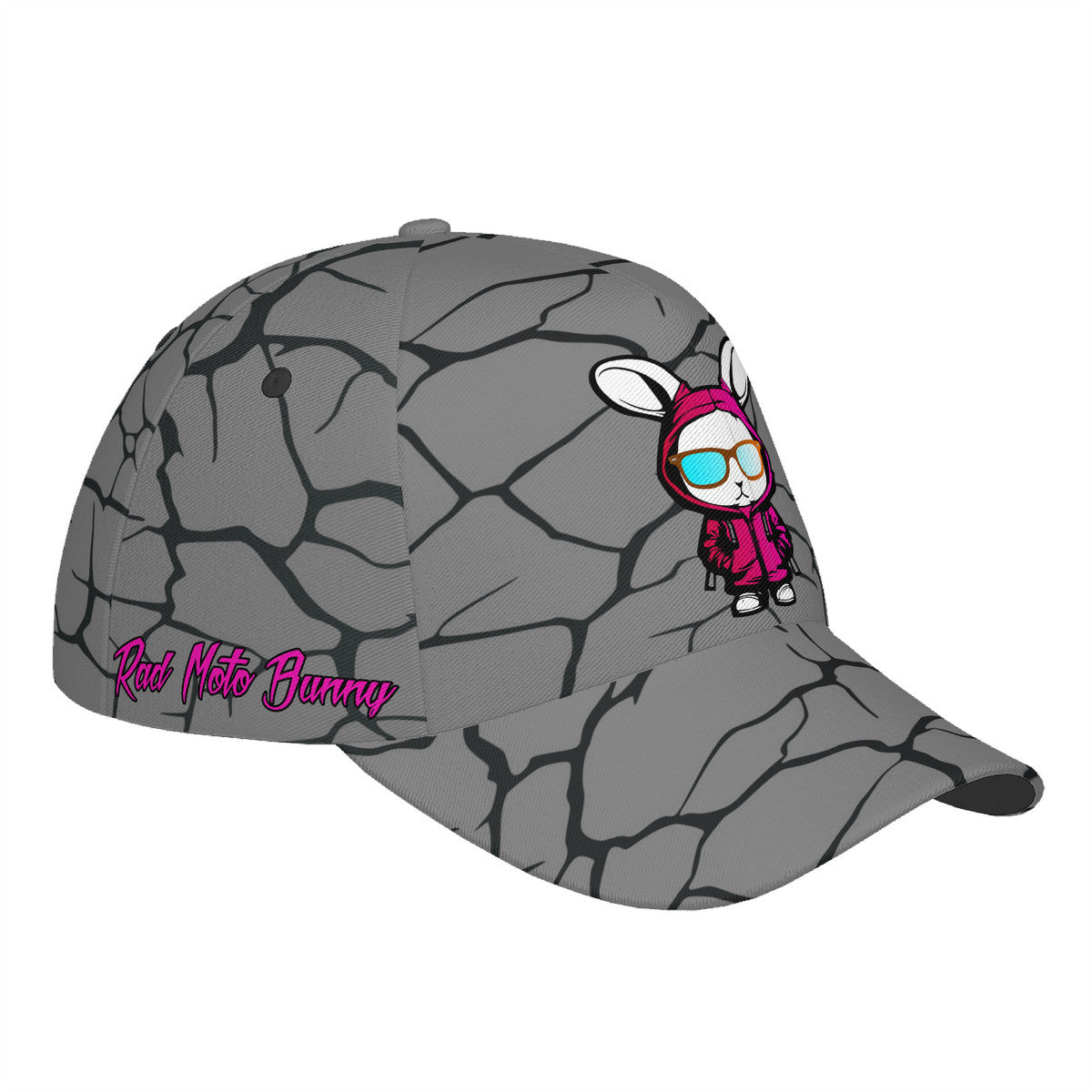 Rad Moto Bunny, Cracked, Baseball Cap