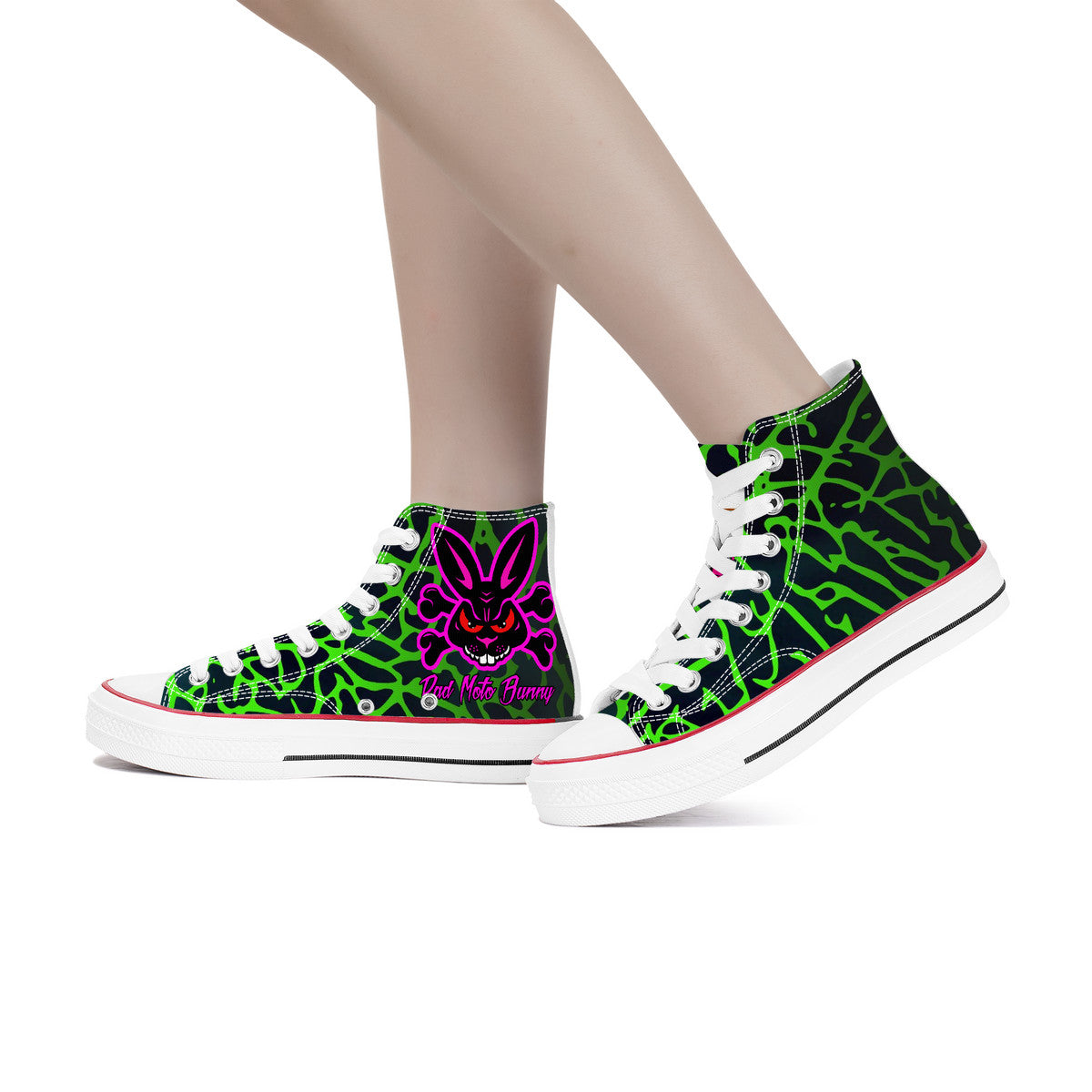 Rad Moto Bunny, Alien Skin, High Top Canvas Shoes