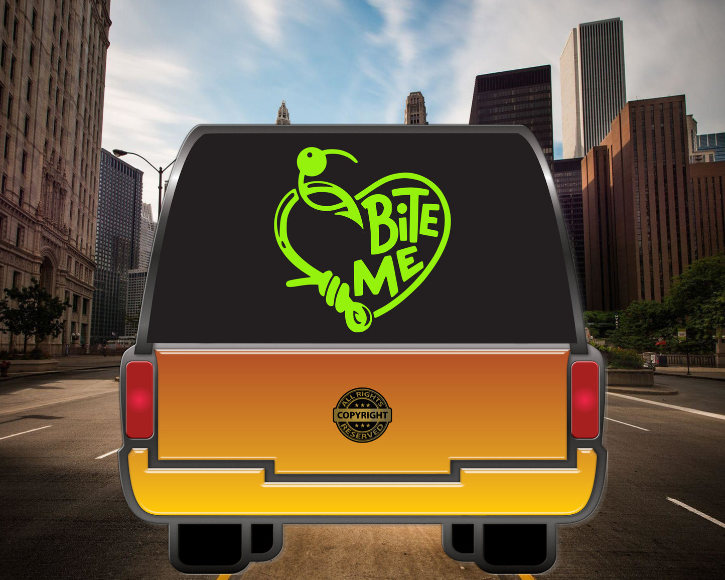 Bite me fish hook, Vinyl Decal