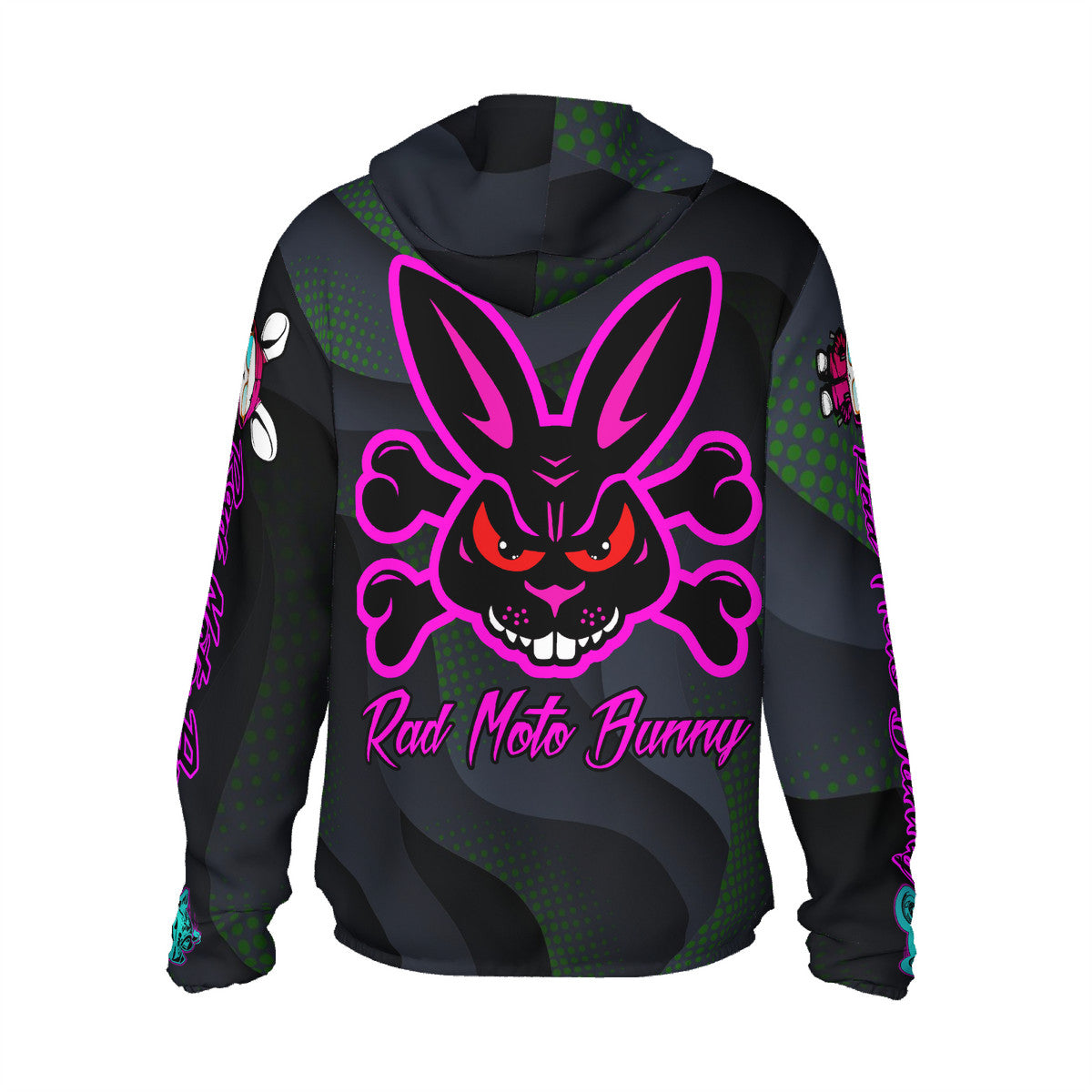 Rad Moto Bunny Dark Night, Lightweight Zipper Hoodie