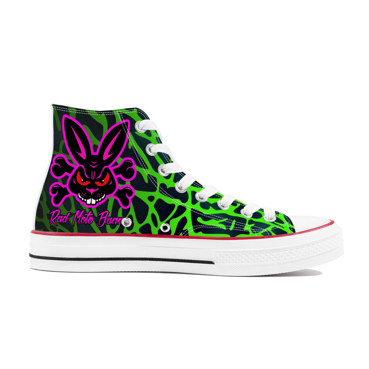 Rad Moto Bunny, Alien Skin, High Top Canvas Shoes