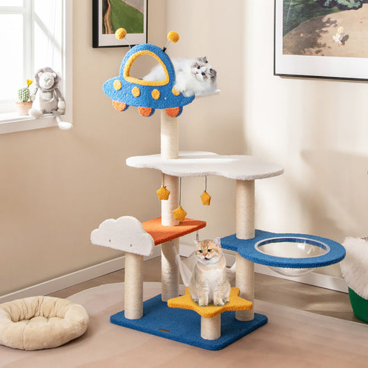 Cat Tree With UFO Top Perch Space Capsule and Sisal Scratching Posts