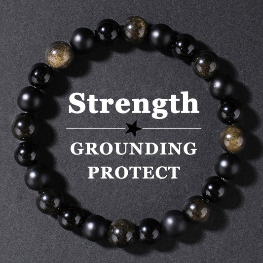 Natural Stone Black Agate Bracelet