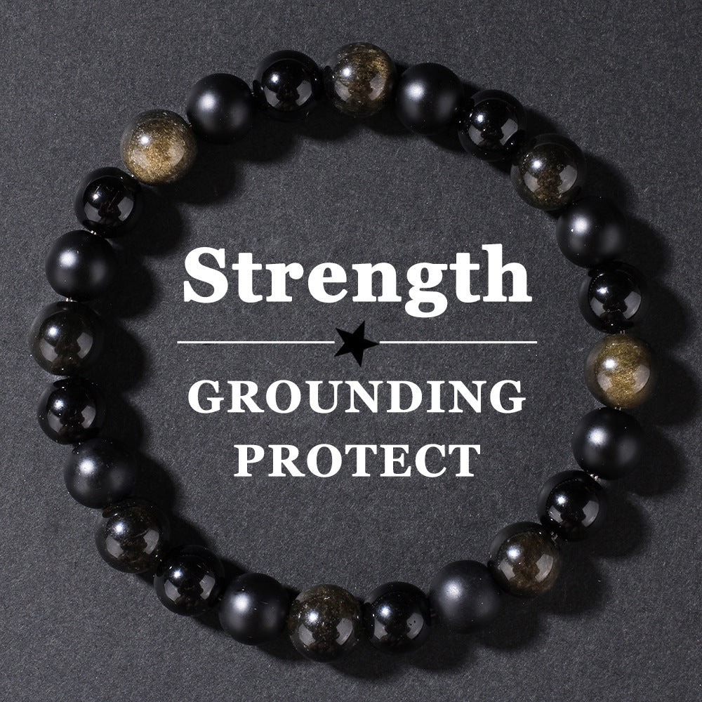 Natural Stone Black Agate Bracelet