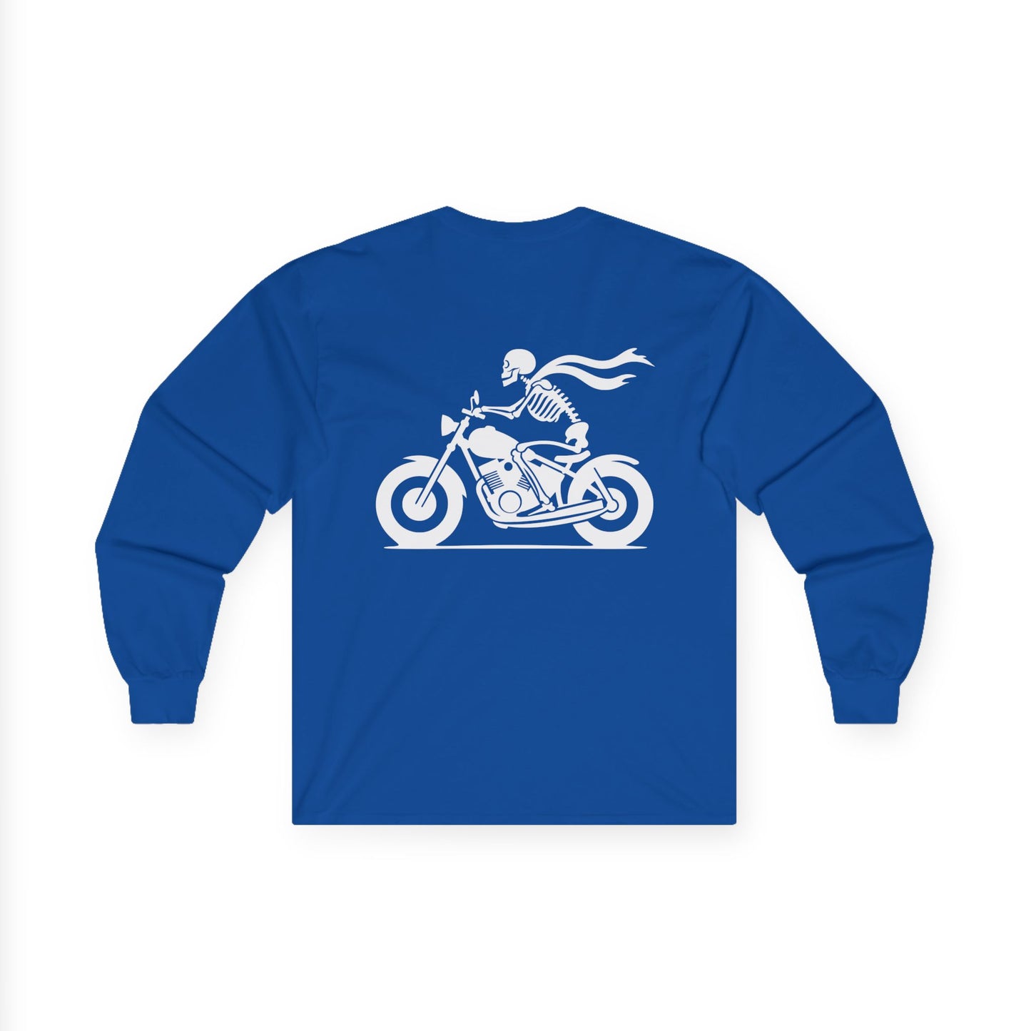 Skeleton Rider, Rad Moto Bunny, Unisex Long Sleeve Tee - Bold Graphic T-Shirt for Motorcycle Enthusiasts