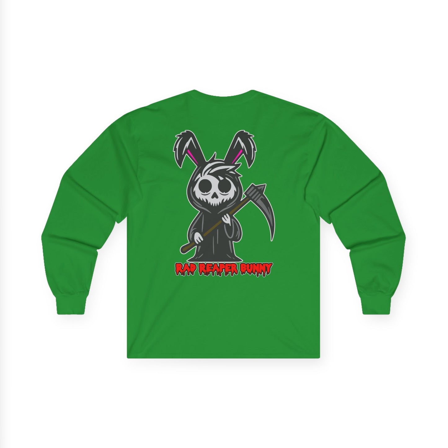 Rad Reaper Bunny, Rad Moto Bunny, Unisex Long Sleeve Tee - Bold Graphic T-Shirt for Motorcycle Enthusiasts