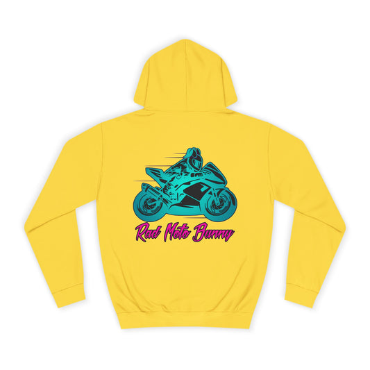 Rad Moto Bunny, Unisex Hoodie - Biker Style Sweatshirt for Motorcycle Enthusiasts
