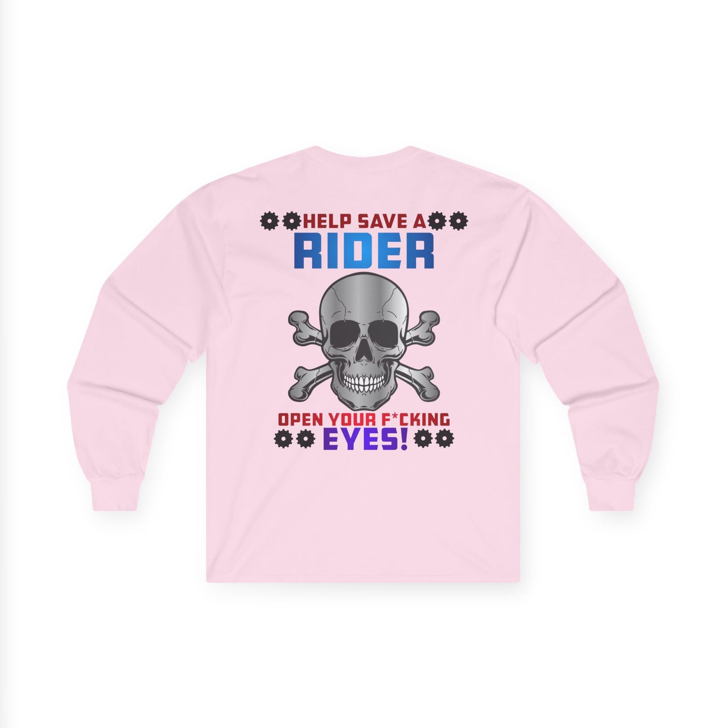 Help Save a Rider, Rad Moto Life Unisex Long Sleeve Tee - Bold Graphic T-Shirt for Motorcycle Enthusiasts