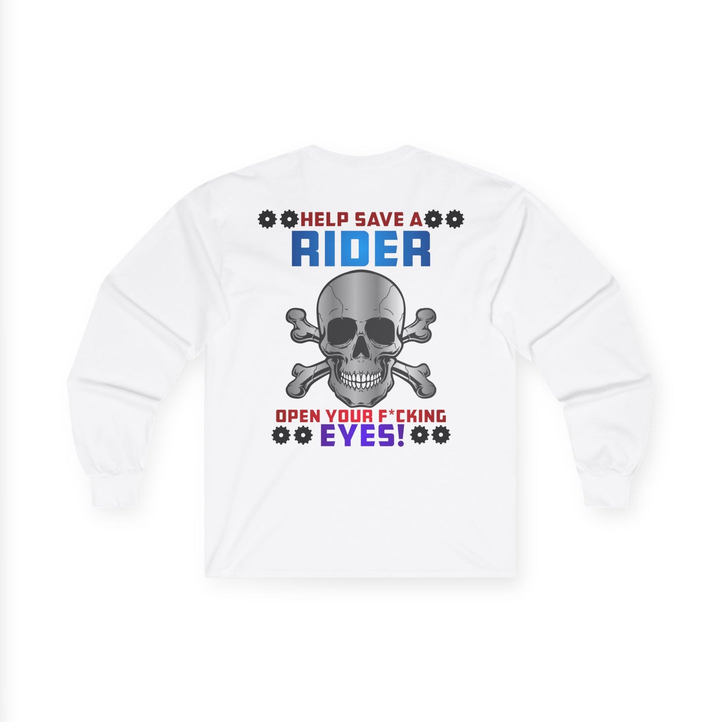 Help Save a Rider, Rad Moto Life Unisex Long Sleeve Tee - Bold Graphic T-Shirt for Motorcycle Enthusiasts