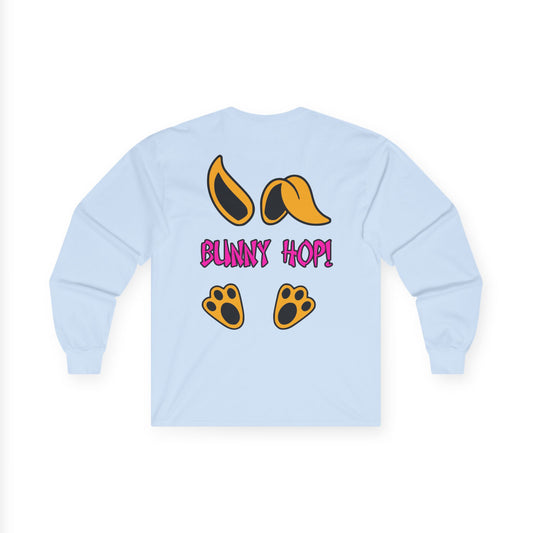 Bunny Hop! 2, Rad Moto Bunny, Unisex Long Sleeve Tee - Bold Graphic T-Shirt for Motorcycle Enthusiasts