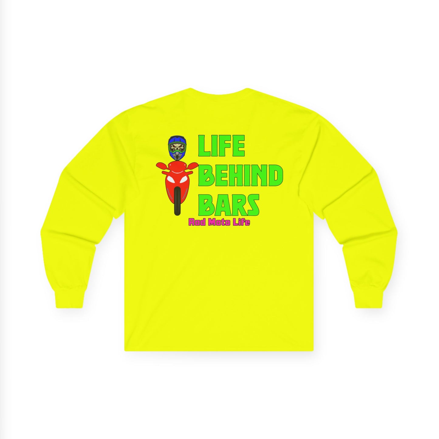 Life Behind Bars, Rad Moto Life Unisex Long Sleeve Tee - Bold Graphic T-Shirt for Motorcycle Enthusiasts