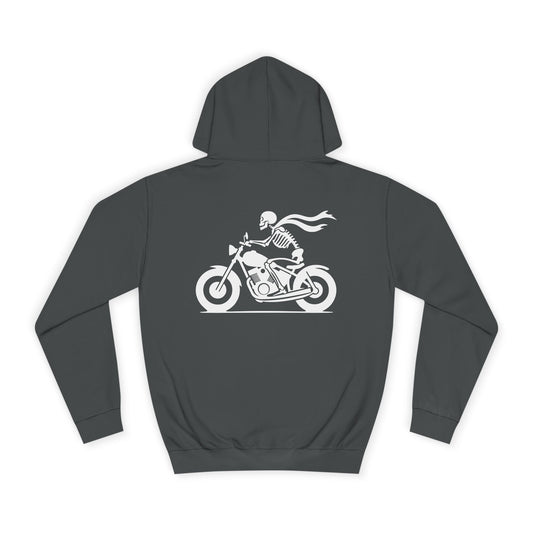 Skeleton Rider, Rad Moto Bunny, Unisex Hoodie - Biker Style Sweatshirt for Motorcycle Enthusiasts