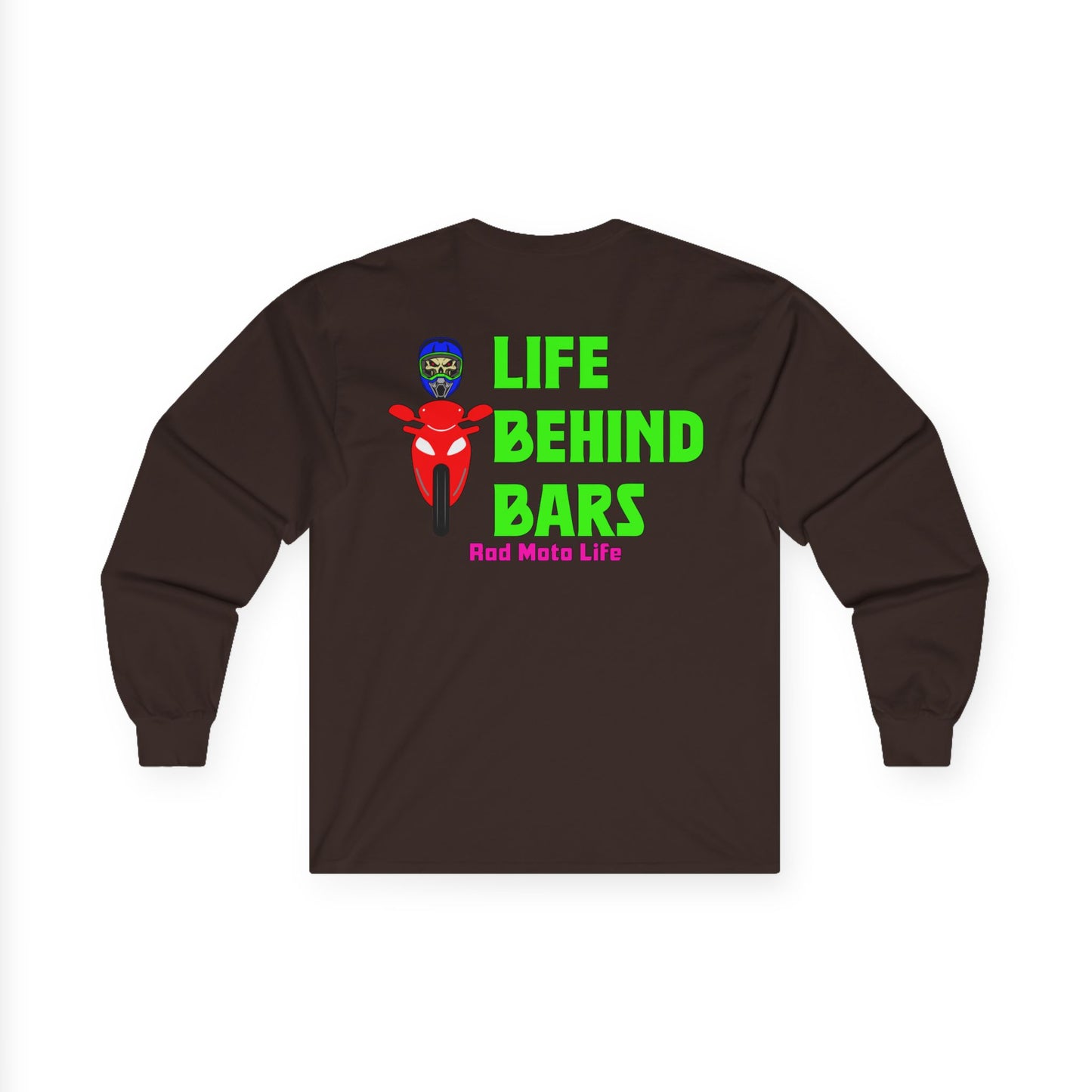 Life Behind Bars, Rad Moto Life Unisex Long Sleeve Tee - Bold Graphic T-Shirt for Motorcycle Enthusiasts