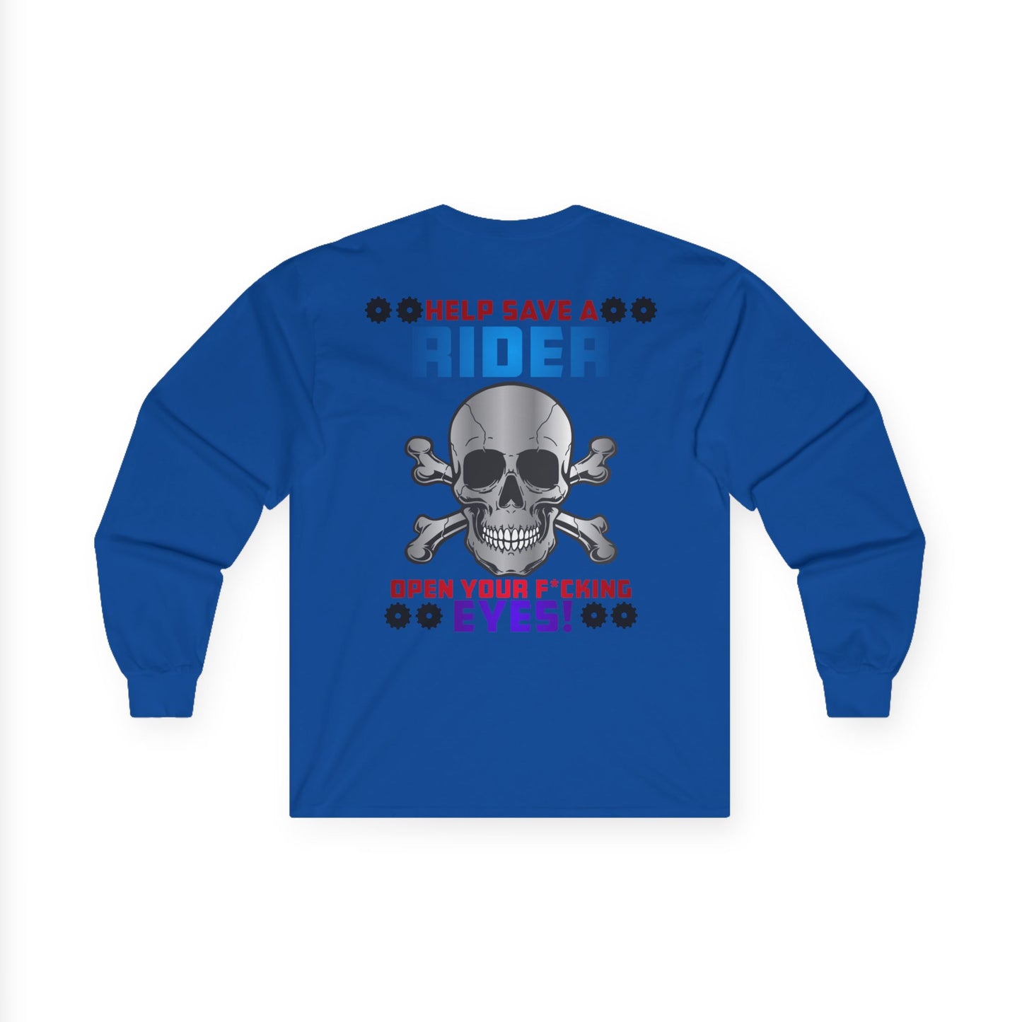 Help Save a Rider, Rad Moto Life Unisex Long Sleeve Tee - Bold Graphic T-Shirt for Motorcycle Enthusiasts
