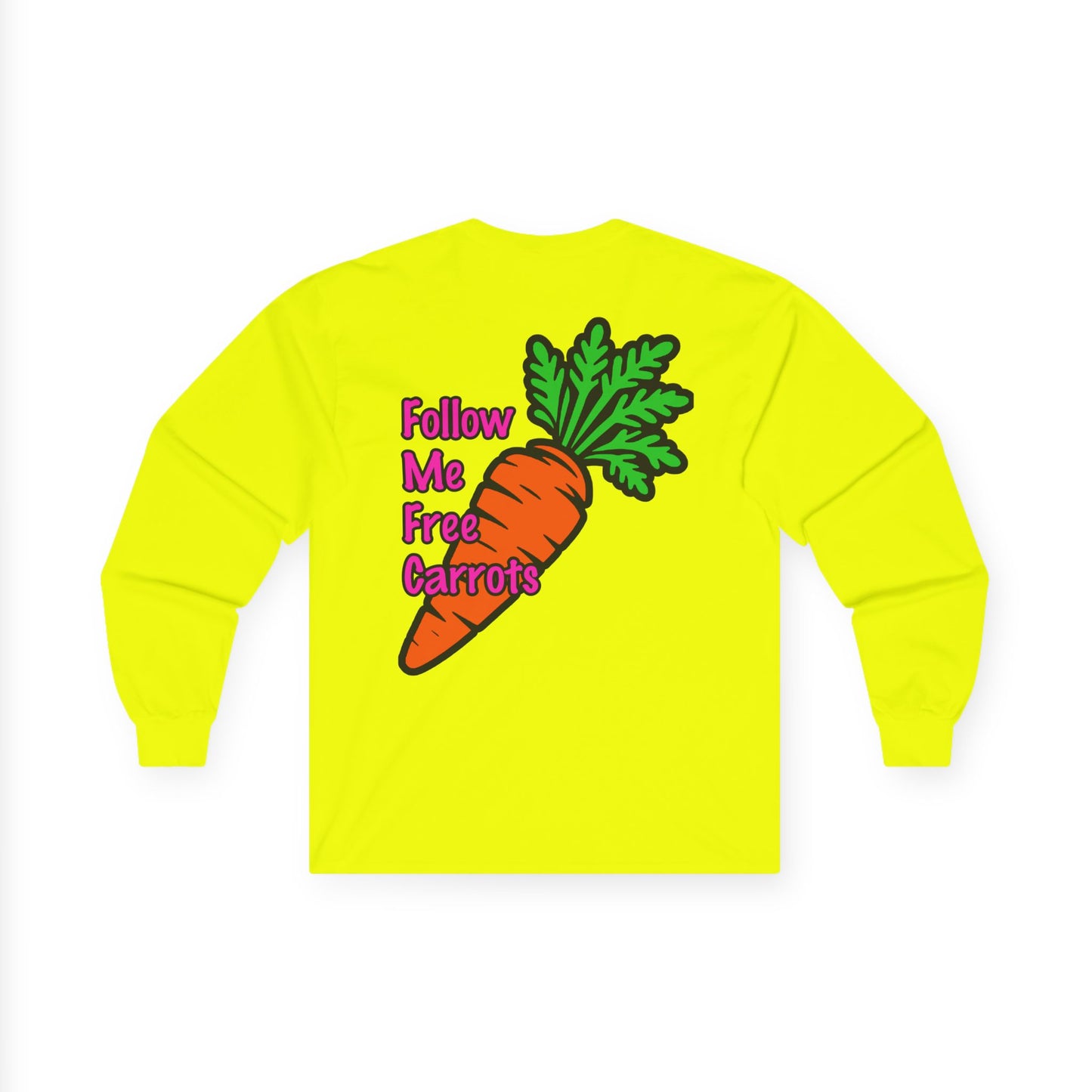 Follow me Free Carrots, Rad Moto Bunny, Unisex Long Sleeve Tee - Bold Graphic T-Shirt for Motorcycle Enthusiasts