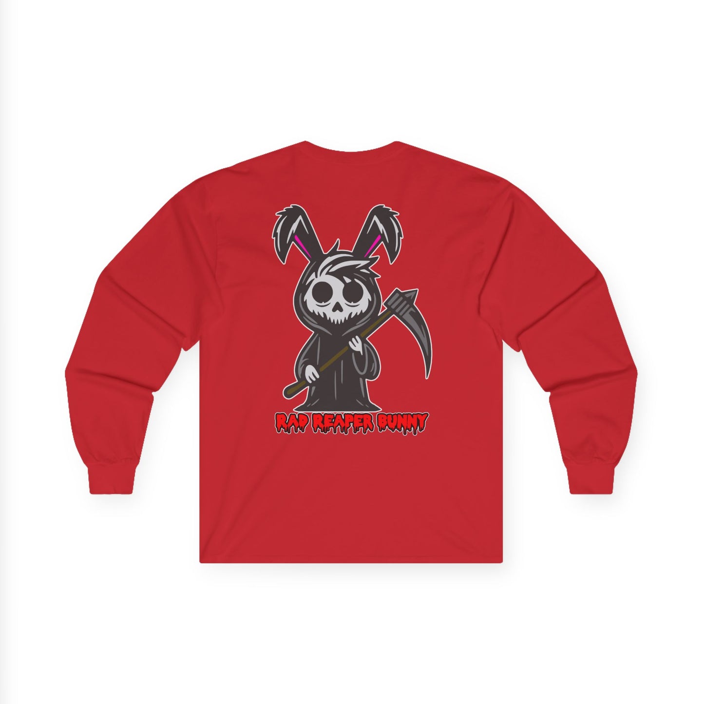 Rad Reaper Bunny, Rad Moto Bunny, Unisex Long Sleeve Tee - Bold Graphic T-Shirt for Motorcycle Enthusiasts