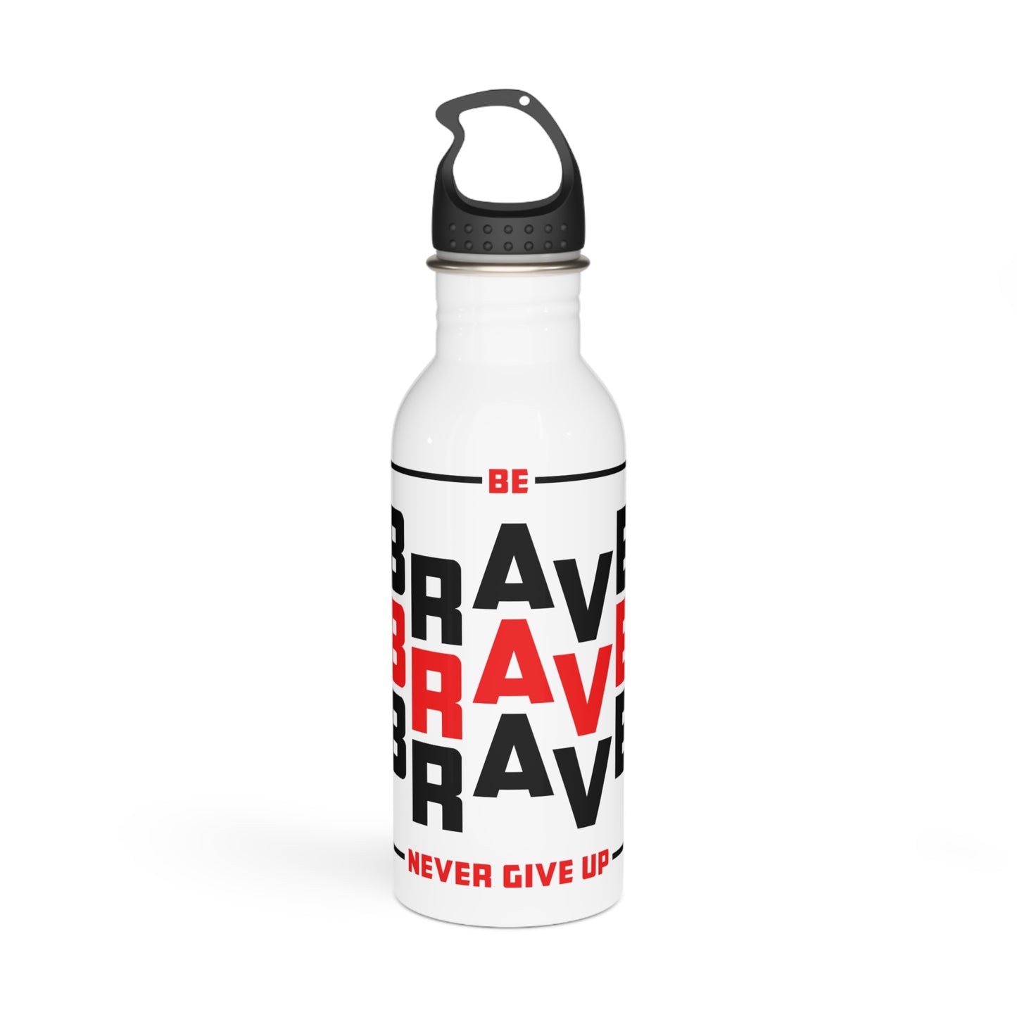 Be Brave Spirit Stainless Steel Water Bottle - 'Never Give Up' Motivational Design