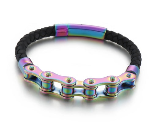 Stainless Steel Chain / Leather Bracelet