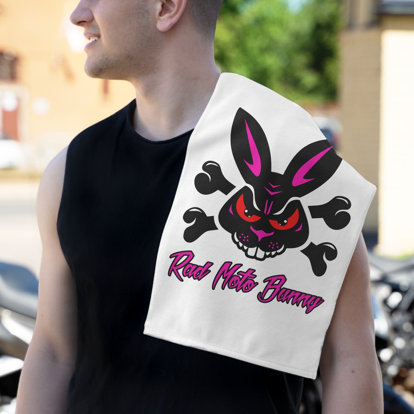Rad Moto Bunny, Biker Towel - Perfect for Motorsports Fans